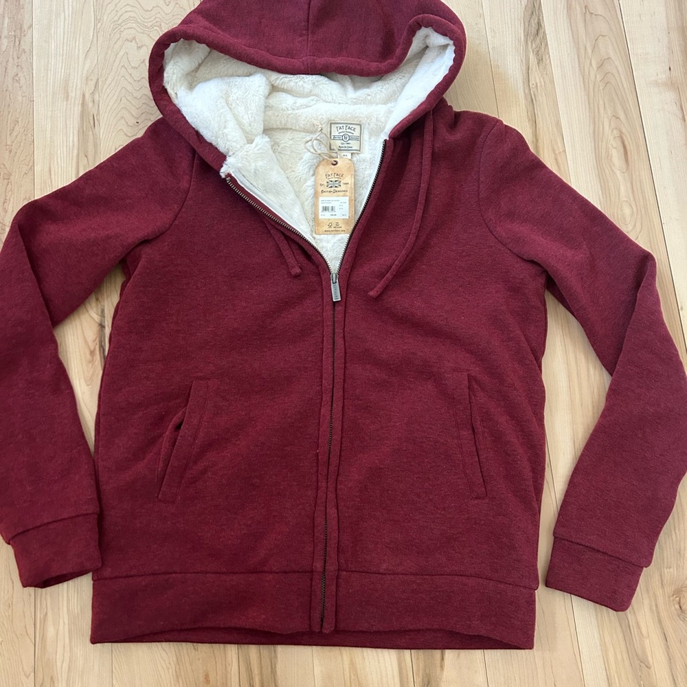 Fat Face Burgundy Hoodie with Cream Lining